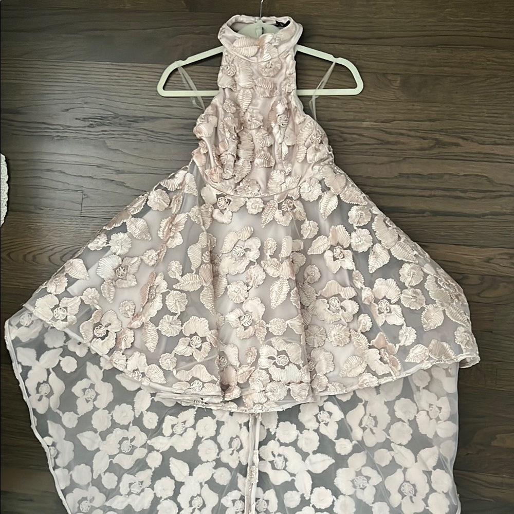Floral High-Low backless Halter Dress